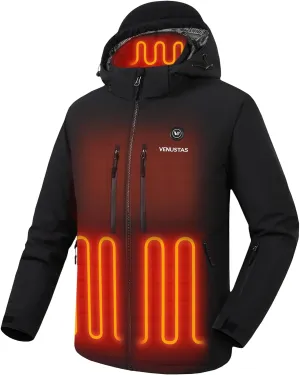 Venustas Heated Jacket for Men, Softshell Electric Heating Utility Coat with 12V Battery, MaxHeat 140°F