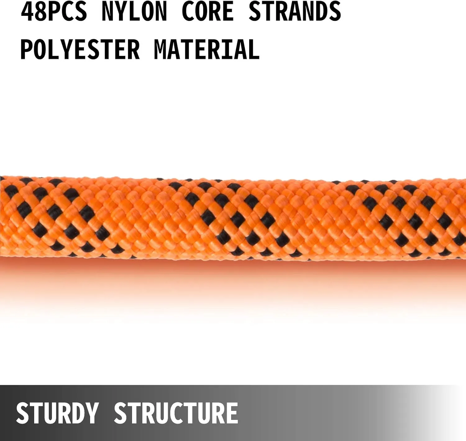 VEVOR Double Braid Feet Nylon Pulling 880LB High Force Polyester Load Sailing Rope for Arborist Gardening Marine, 7/16 Inch x 150 FT, Orange