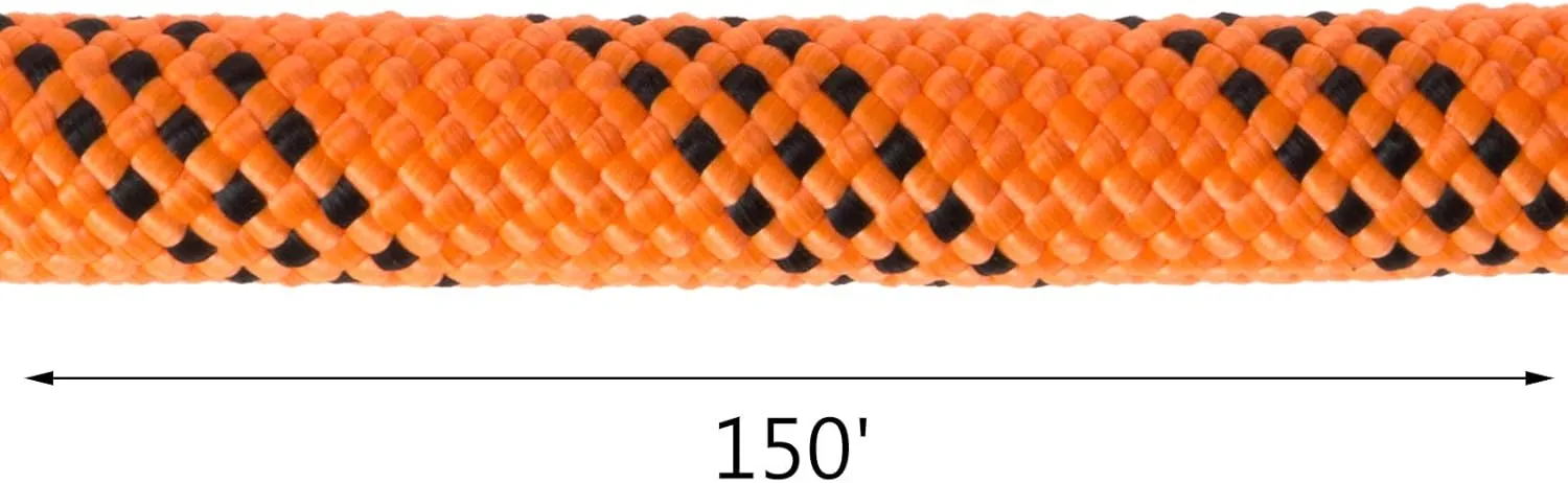 VEVOR Double Braid Feet Nylon Pulling 880LB High Force Polyester Load Sailing Rope for Arborist Gardening Marine, 7/16 Inch x 150 FT, Orange