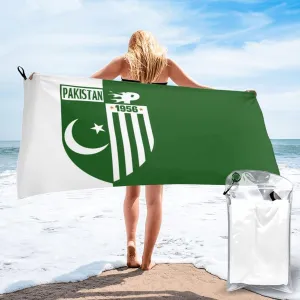 Vintage Emblem Pakistan Pakistani Funny Flag Beach Towels for Women Men 31 x 63 inches Bath Towel with Travel Bag Quick Dry Swim Towels for Sport Gift