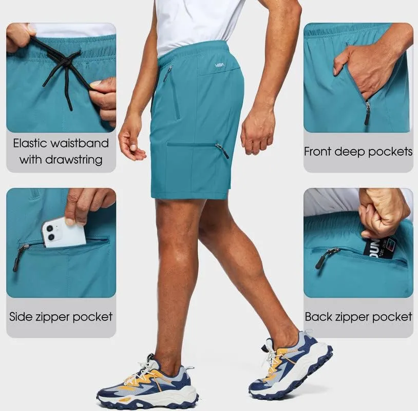 Viodia Men's Hiking Cargo Shorts Stretch Quick Dry Lightweight Shorts for Men Fishing Athletic Shorts with Pockets