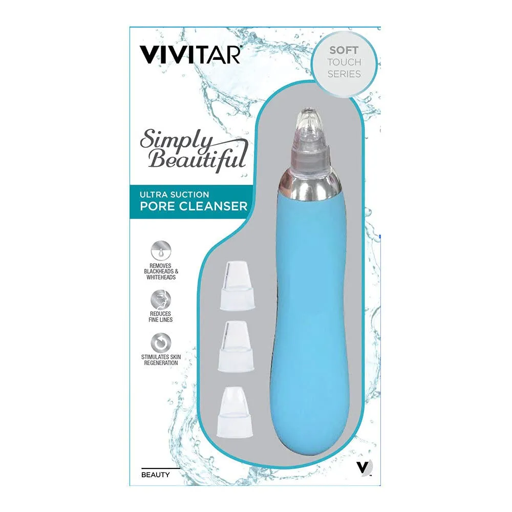 Vivitar PG-8000-RG Microdermabrasion/Facial Pore Cleanser, Vacuum Suction Exfoliating Extractor Tool With 3 Beauty Attachments, Removes Blackheads And Whiteheads, Blue