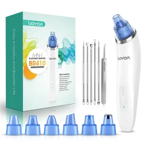 VOYOR Blackhead Remover Pore Vacuum - Electric Face Vacuum Pore Cleaner Acne White Heads Removal with 6 Suction Heads (BR410)