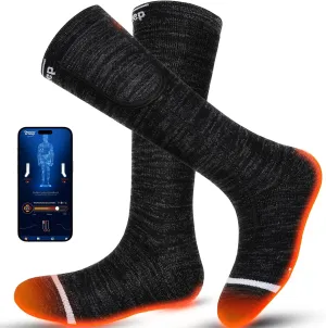 V.Step Heated Socks for Men Women Rechargeable, Wool Heated Socks App Control Battery Foot Warmers Electric Socks for Ski Hunting Motorcycle