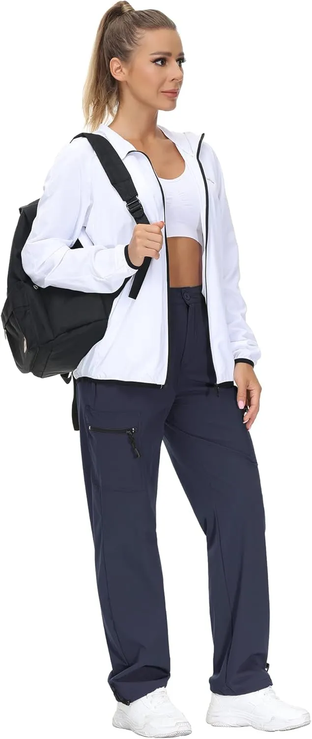 VVK Women's Hiking Cargo Pants Lightweight Quick Dry Outdoor Athletic Pants Camping Climbing Golf Zipper Pockets