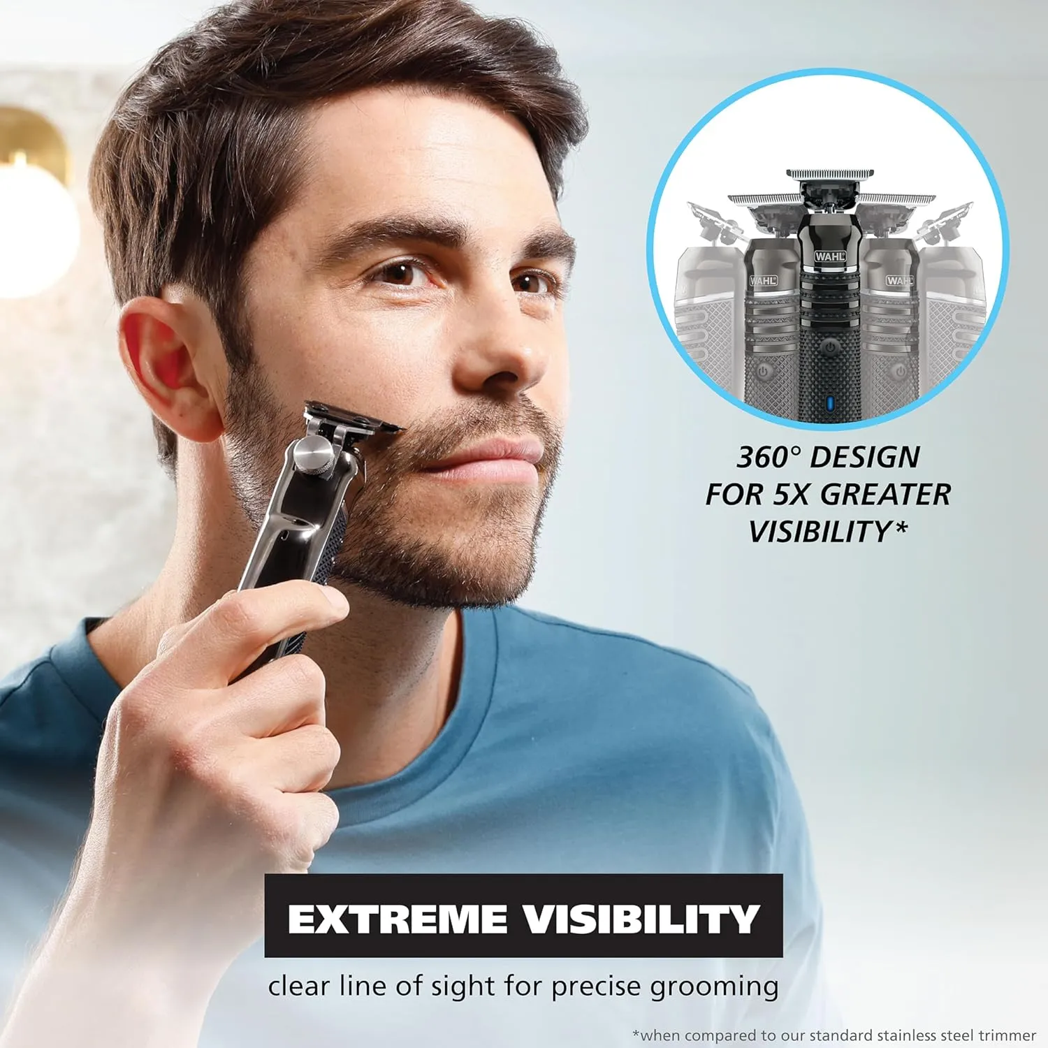 Wahl USA Pro Series High Visibility Skeleton Style Trimmer, Lithium-Ion Cordless USB Rechargeable All in One Shaving & Close Cutting Beard Trimmer for Men with Near Zero Gap Blade – 3026018