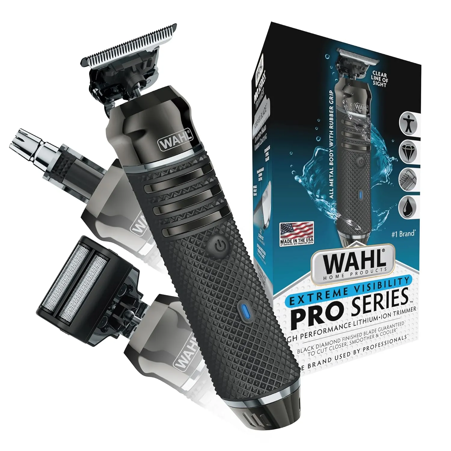 Wahl USA Pro Series High Visibility Skeleton Style Trimmer, Lithium-Ion Cordless USB Rechargeable All in One Shaving & Close Cutting Beard Trimmer for Men with Near Zero Gap Blade – 3026018