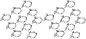Walfront 20Pcs Stainless Steel Bow Shackle D Anchor Load for Camping Hiking Climbing M5 Heavy Duty Metal D Shackle for Outdoor Activities 100 Kg Load Capacity