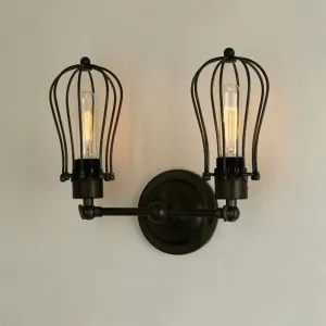 Wall Lamp Industrial Metal Cage Edison Wall Sconce Lamp Black Adjustable Finished Copper Head, Ceiling Light Fixture