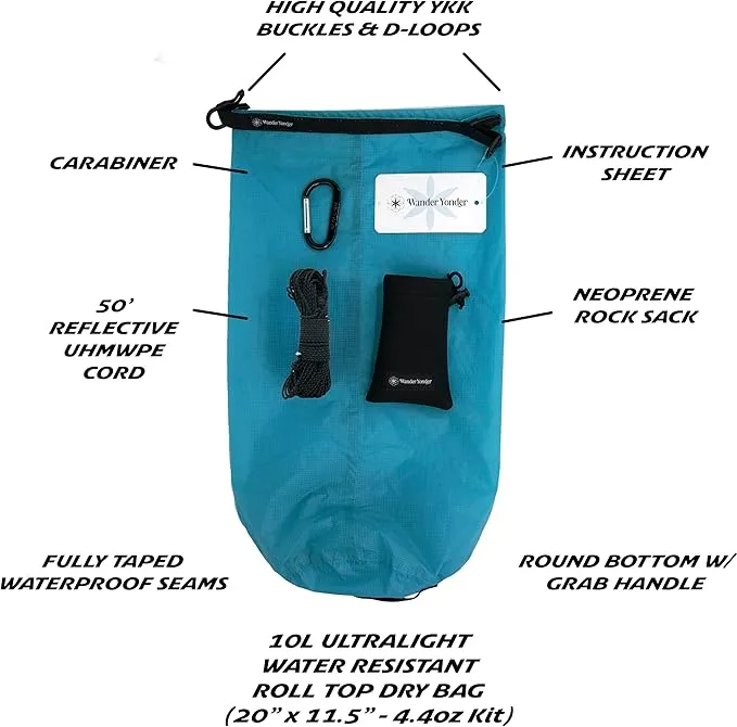 Wander Yonder UltraLight Bear Bag Kit for Backpacking - 10L - Rock Sack - Hanging Food Bag for Camping