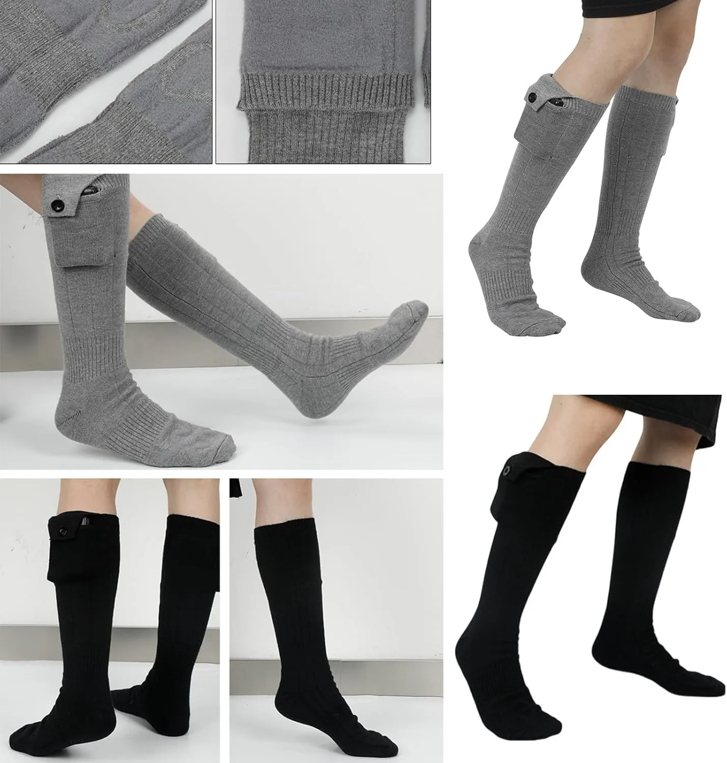 Washable Electric Heated Socks 4 Gear Temperature Adjustment USB Rechargeable Electric Heated Socks for Men Women Ski