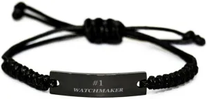 Watchmaker Black Rope Bracelet - #1 Engraved Unique Confidence Gifts for Christmas