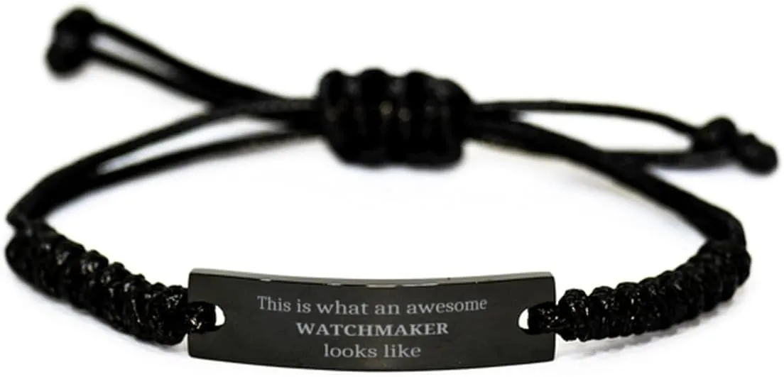 Watchmaker Black Rope Bracelet - This is what an amazing Watchmaker wears for confidence and inspiration in their craft, perfect for a Birthday or Holidays Gifts