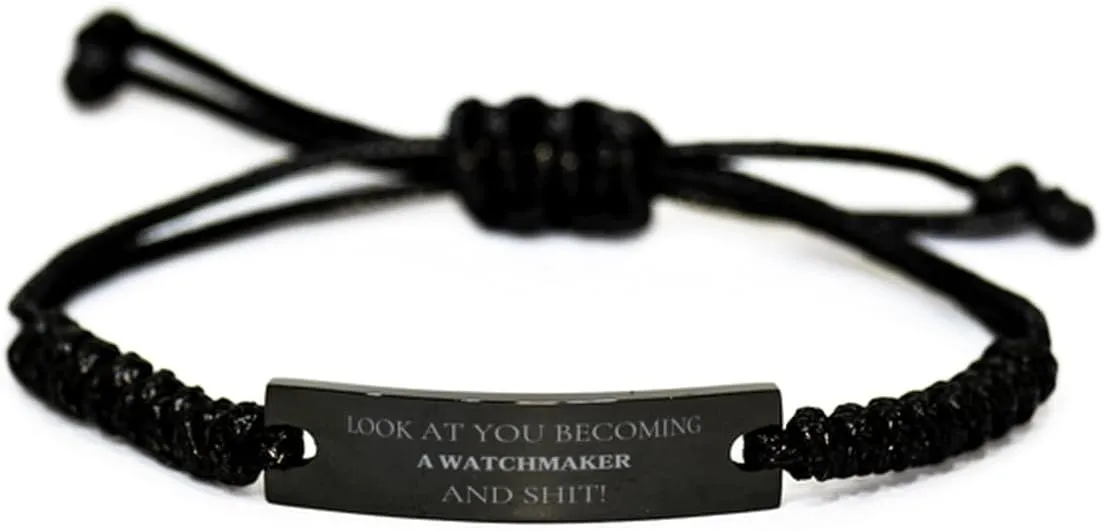 Watchmaker Engraved Black Rope Bracelet - LOOK AT YOU BECOMING, Perfect Graduation Gifts for Confidence and Hope, Ideal for Veterans Day and Christmas