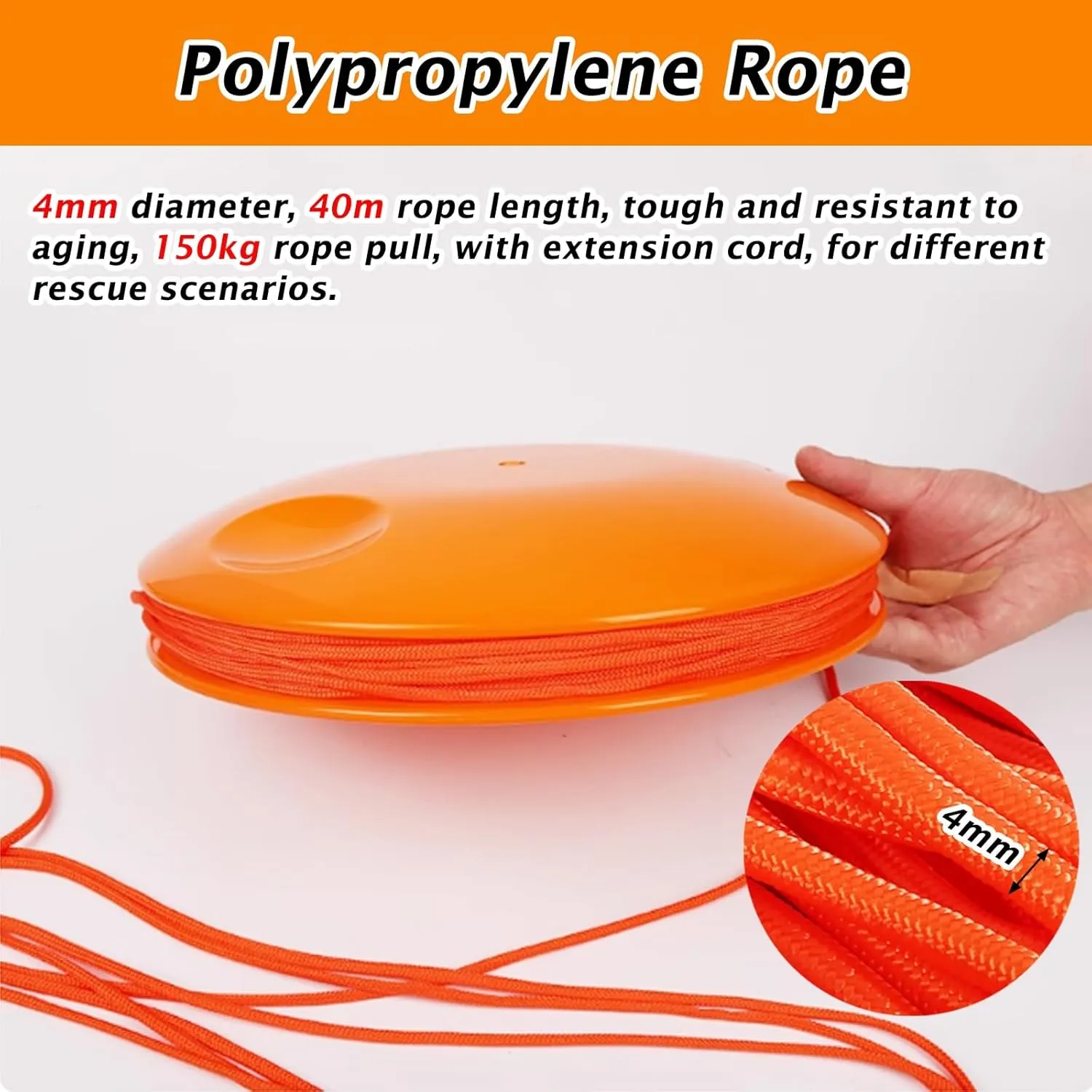 Water Rescue Disc 2 Pack, Throwable Emergency Rescues Device for Swimming, with 40m Rope, High Visibility Orange, Lifesaving Safety Equipment for Kids/Adults Load 150kg(Ten Items of disc)