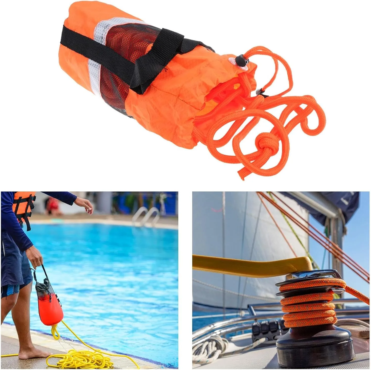 Water Throwable Rope Throw Bag Throw Line 10mm Dia Rope Equipment Raft Fishing Boating Lightweight Water Sports Throw Bag