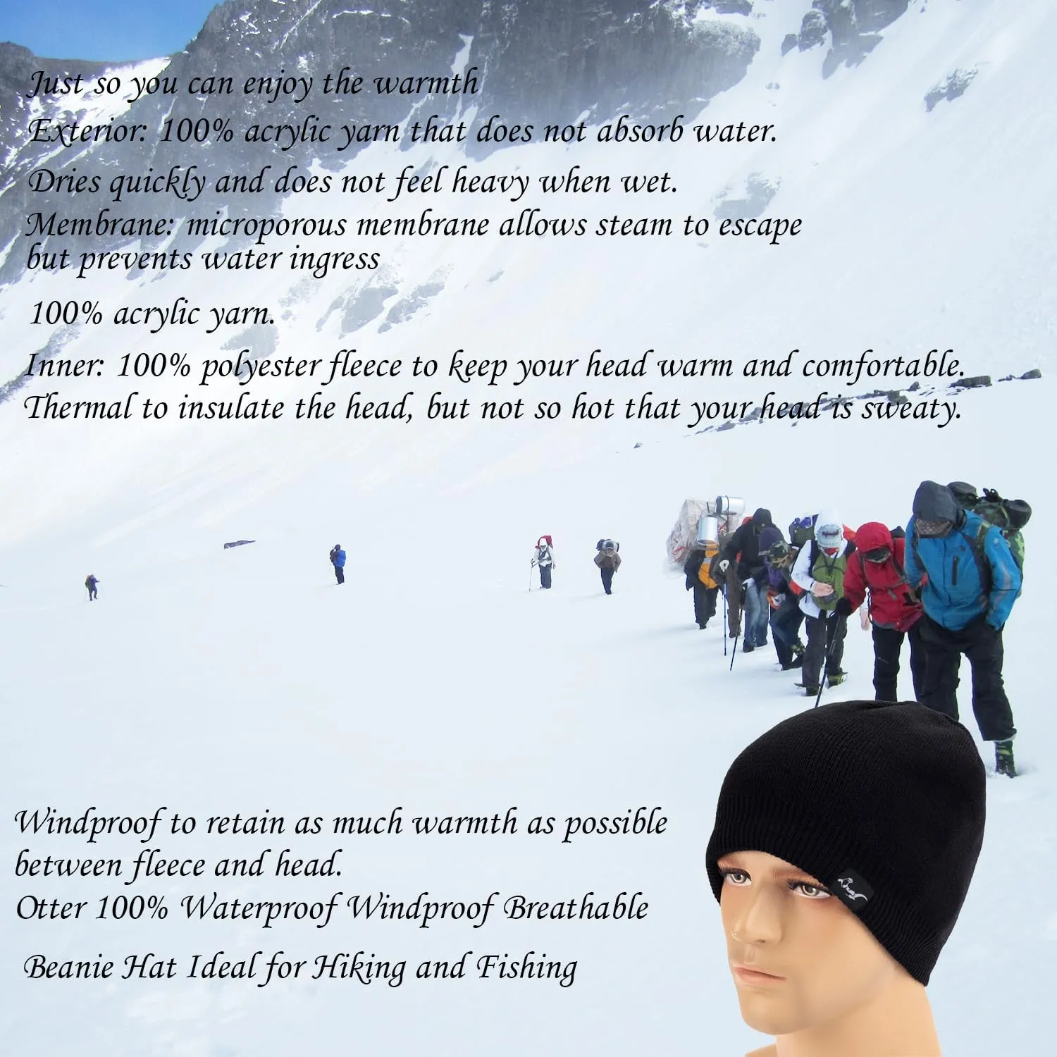 Waterproof, Windproof, Breathable Beanie Hat,Keep Your Head Warm and Completely Dry.