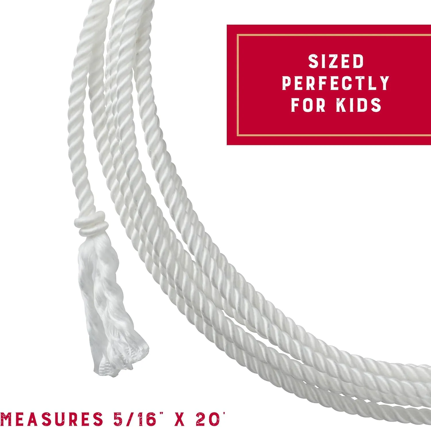 Weaver Equine Waxed Nylon Kids Lasso Rope, Lightweight Cowboy Rope Lasso for Practice, Colorful Loop Lasso Roping Ropes for Kids 5/16" x 20'