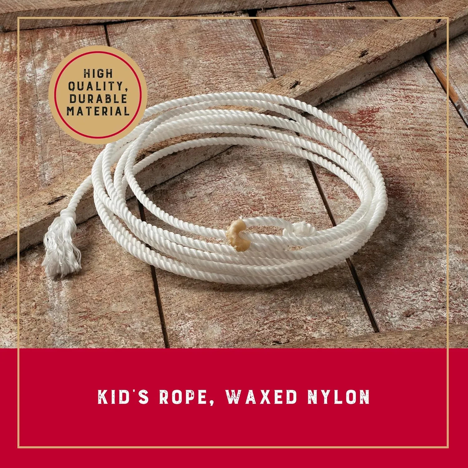 Weaver Equine Waxed Nylon Kids Lasso Rope, Lightweight Cowboy Rope Lasso for Practice, Colorful Loop Lasso Roping Ropes for Kids 5/16" x 20'