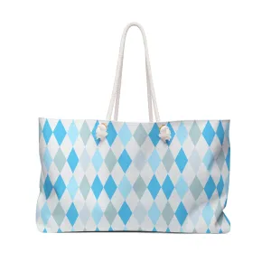 Weekender Bag - Chic Blue Diamond Pattern