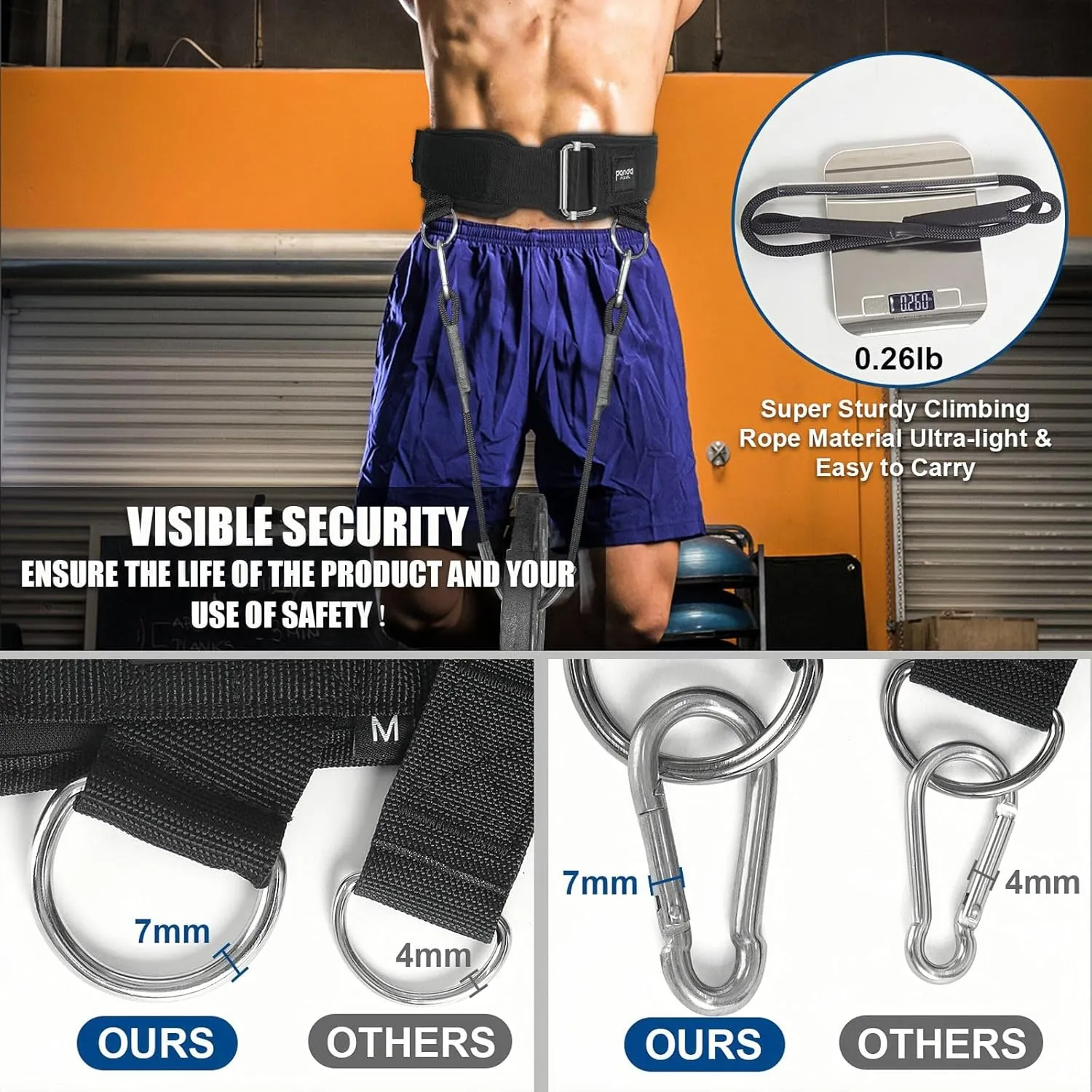Weight Lifting Belts for Men & Women: Design Patents 2-in-1 Weightlifting & Dip Belt with Rope for Back Support, Gym Belt for Powerlifting, Pull-Ups, Squat, Training