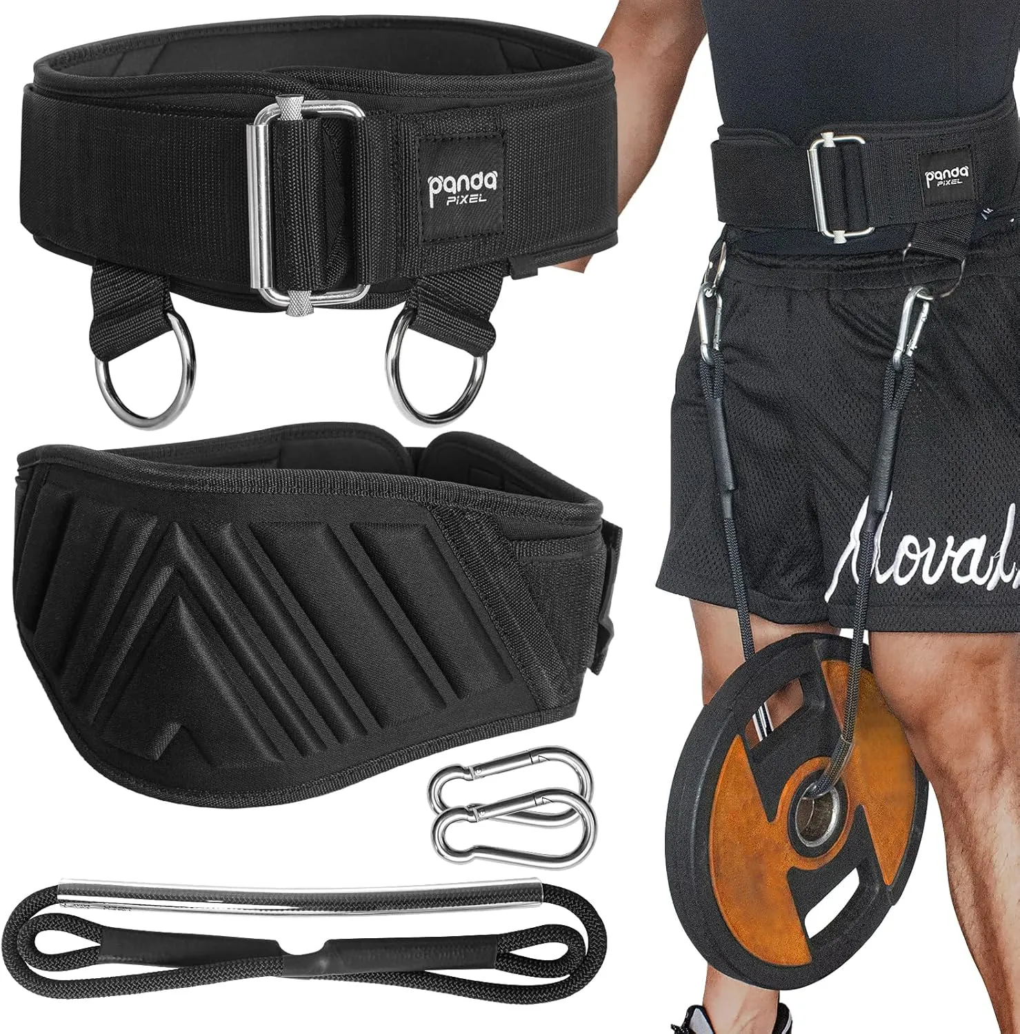 Weight Lifting Belts for Men & Women: Design Patents 2-in-1 Weightlifting & Dip Belt with Rope for Back Support, Gym Belt for Powerlifting, Pull-Ups, Squat, Training