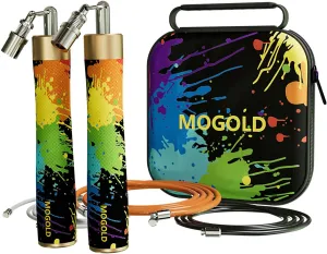 Weighted Jump Rope for Men Women -Interchangeable 1/5lb 1/4lb 1/2lb Heavy jump ropes - 360 Degree Spin - Length Adjustable,Ergonomics Leather Grip Skipping Rope for Fitness Weight Loss & More