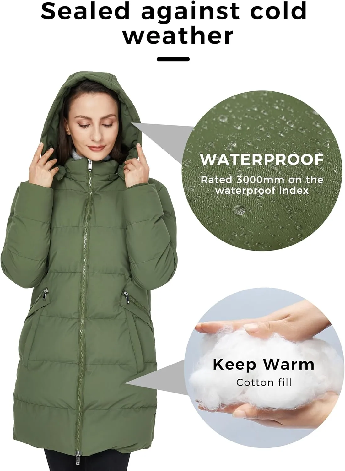WenVen Women's Warm Thickened Parka Coat Winter Puffer Jacket with Removable Hood