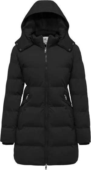 WenVen Women's Warm Thickened Parka Coat Winter Puffer Jacket with Removable Hood