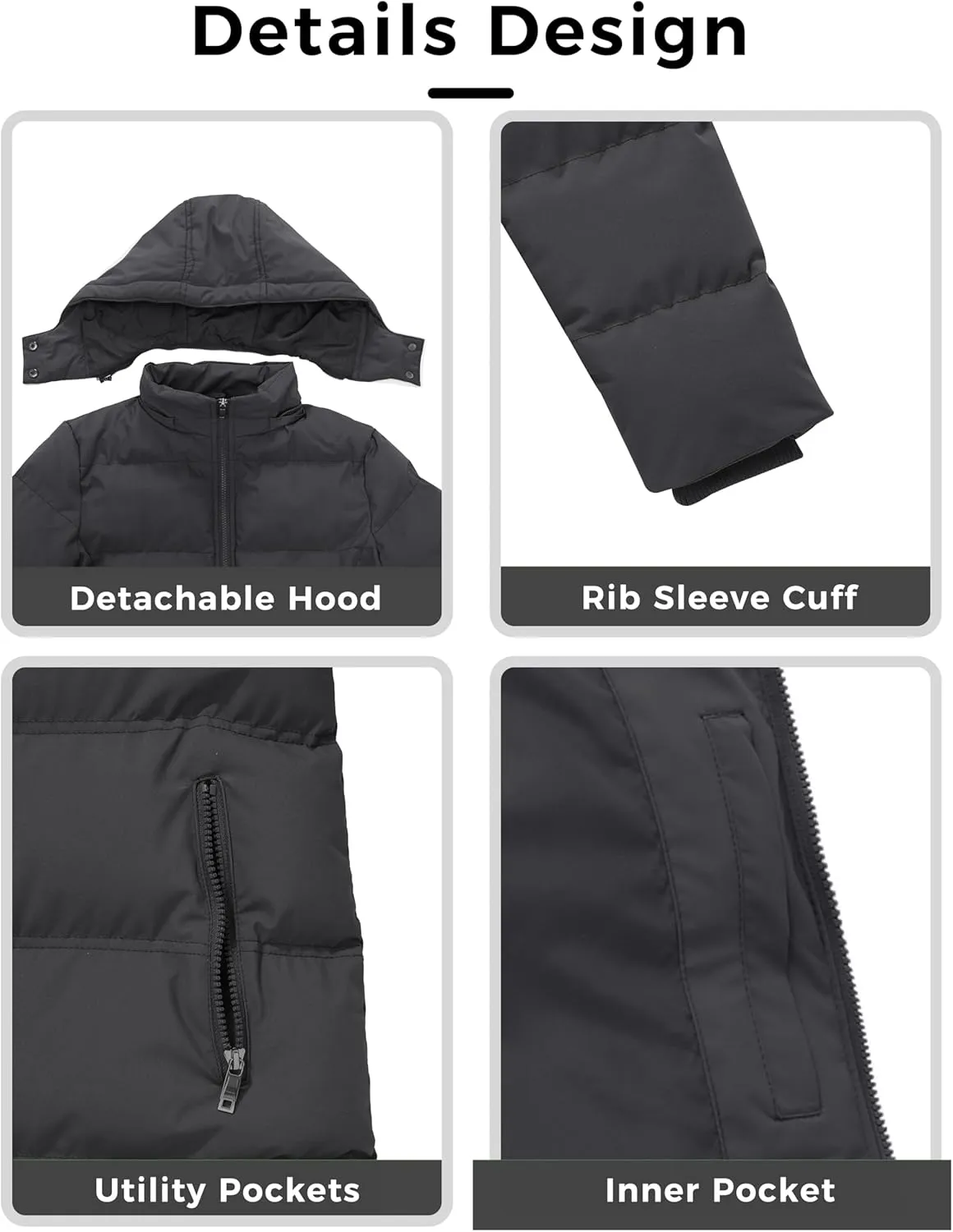 WenVen Women's Warm Thickened Parka Coat Winter Puffer Jacket with Removable Hood