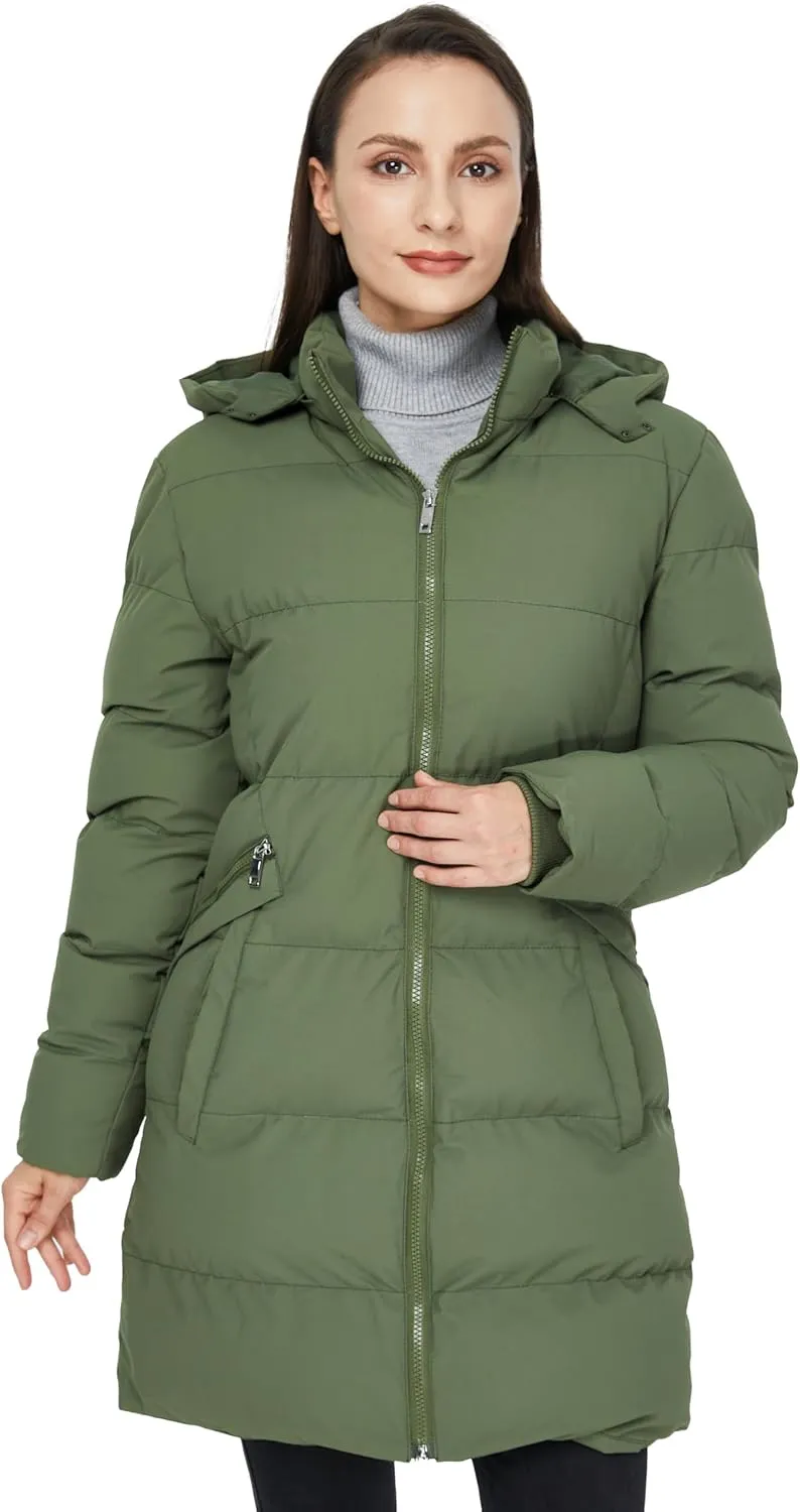 WenVen Women's Warm Thickened Parka Coat Winter Puffer Jacket with Removable Hood