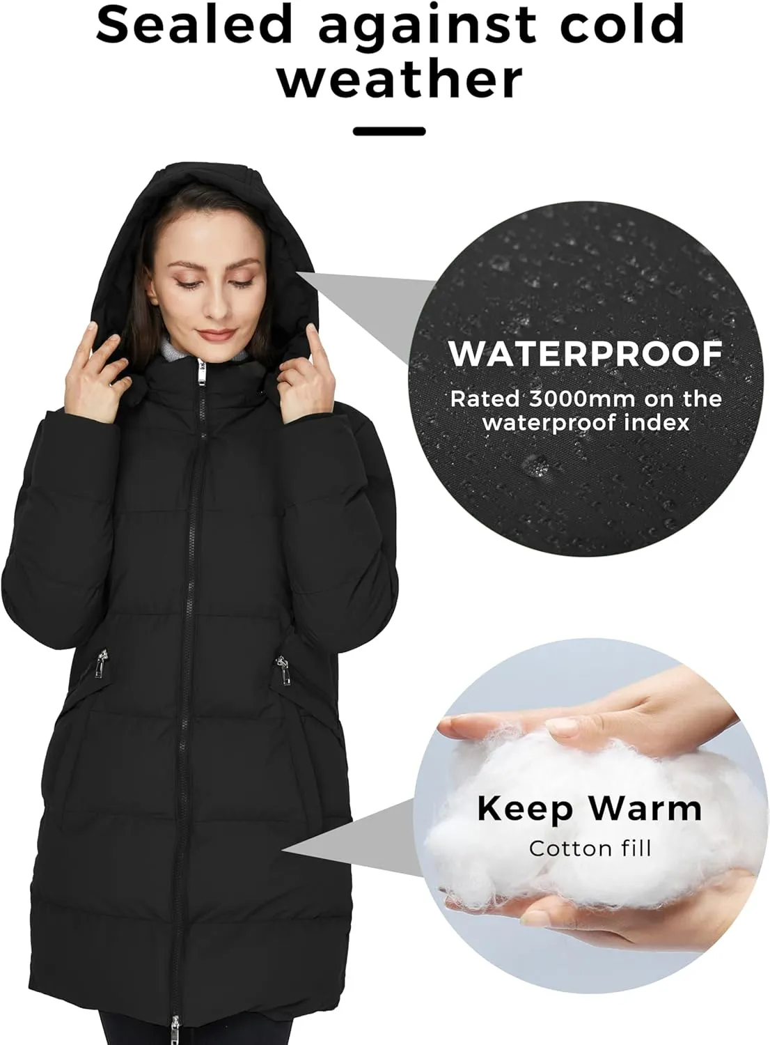 WenVen Women's Warm Thickened Parka Coat Winter Puffer Jacket with Removable Hood