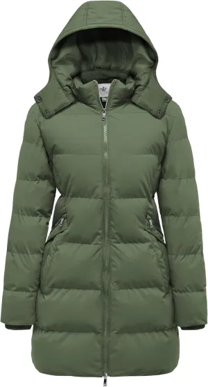 WenVen Women's Warm Thickened Parka Coat Winter Puffer Jacket with Removable Hood