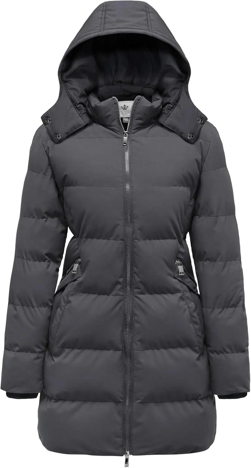 WenVen Women's Warm Thickened Parka Coat Winter Puffer Jacket with Removable Hood