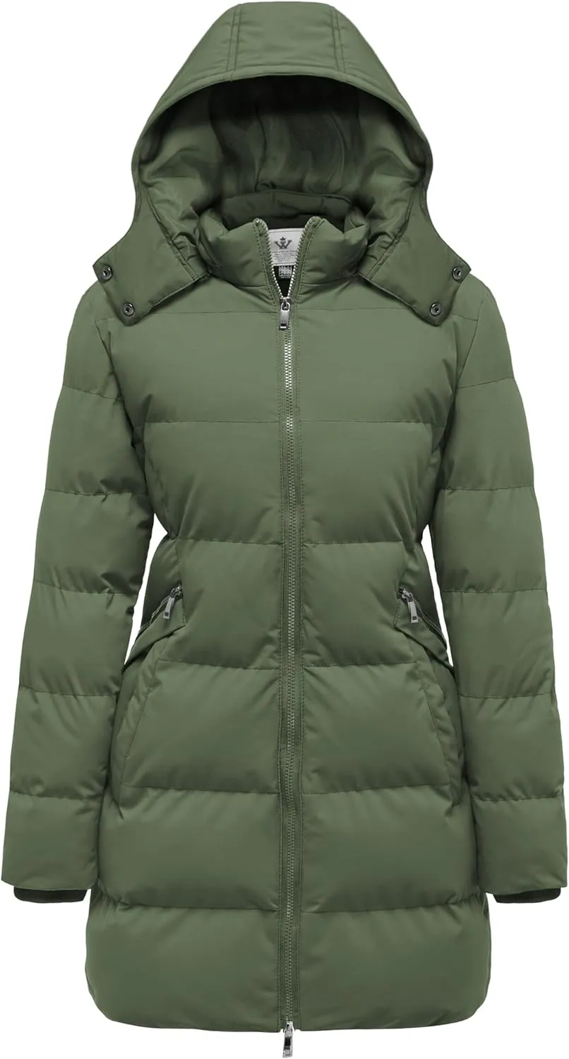 WenVen Women's Warm Thickened Parka Coat Winter Puffer Jacket with Removable Hood