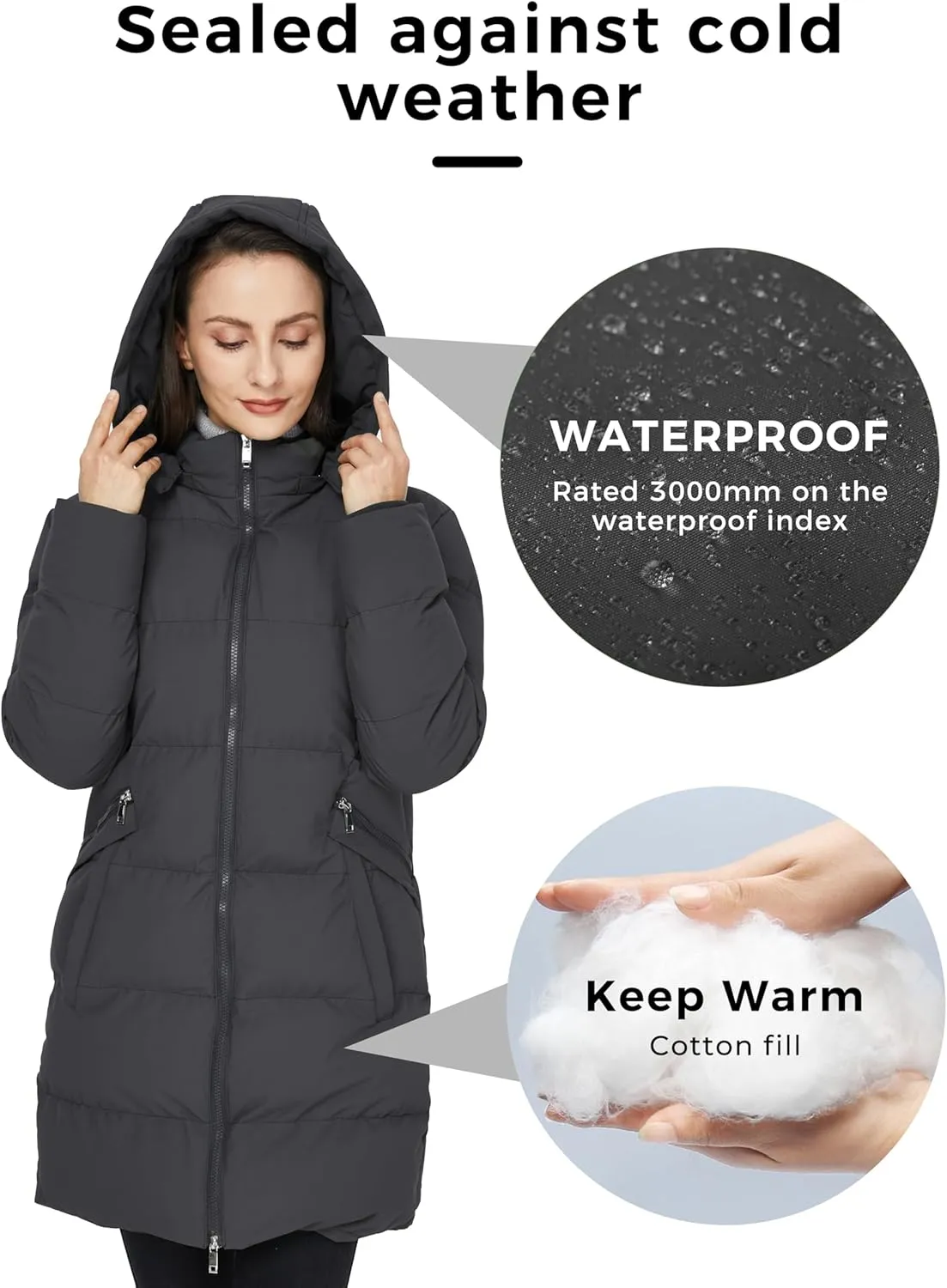 WenVen Women's Warm Thickened Parka Coat Winter Puffer Jacket with Removable Hood