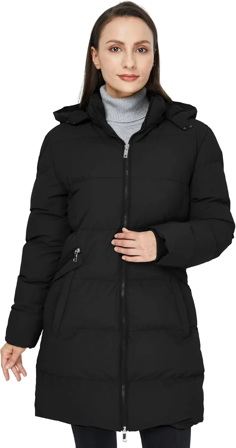 WenVen Women's Warm Thickened Parka Coat Winter Puffer Jacket with Removable Hood