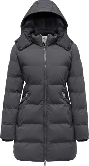 WenVen Women's Warm Thickened Parka Coat Winter Puffer Jacket with Removable Hood