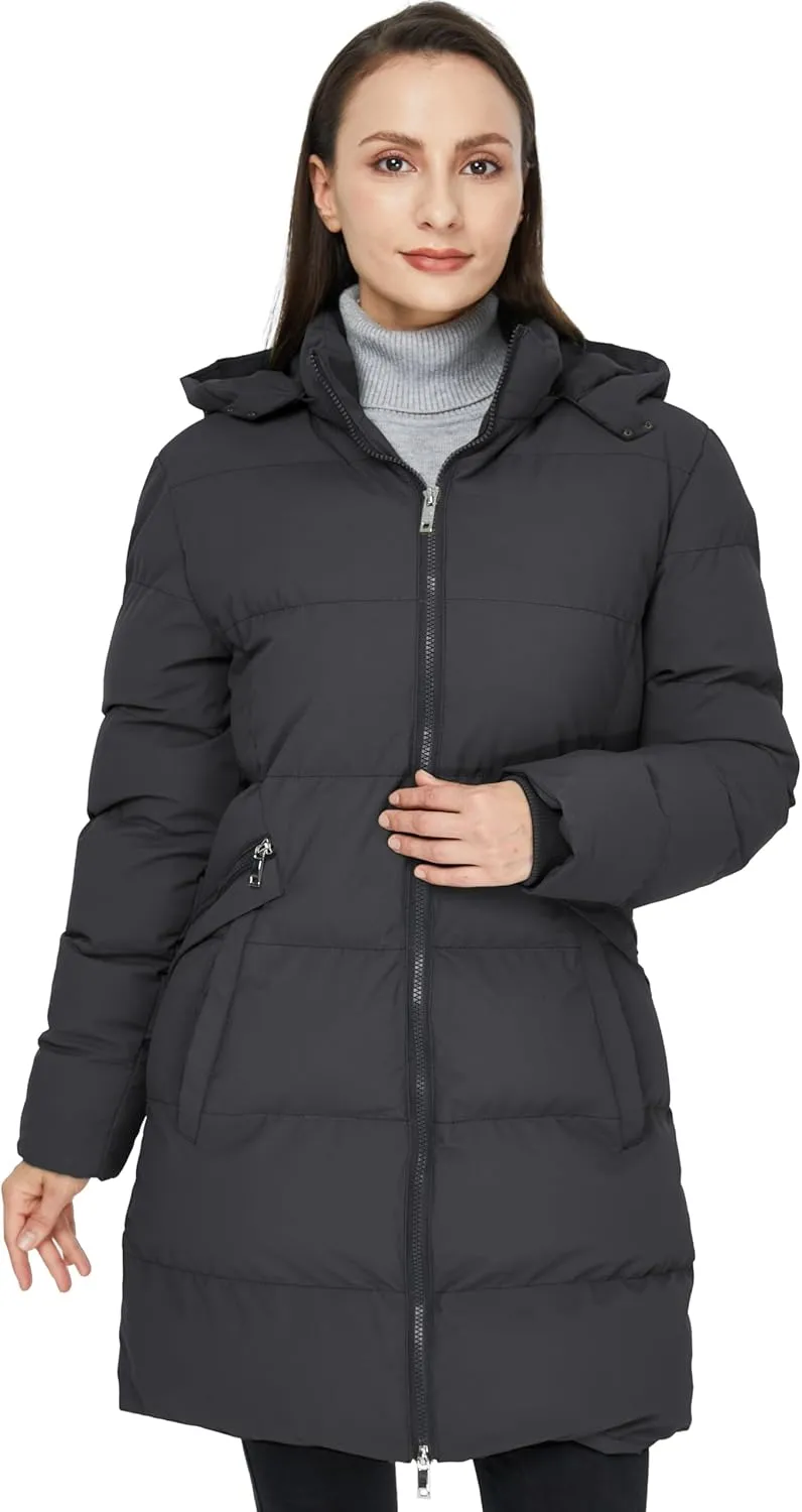 WenVen Women's Warm Thickened Parka Coat Winter Puffer Jacket with Removable Hood