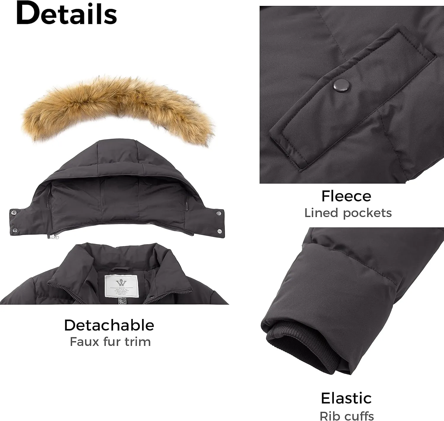 WenVen Women's Winter Thicken Puffer Coat Warm Jacket with Faux Fur Removable Hood
