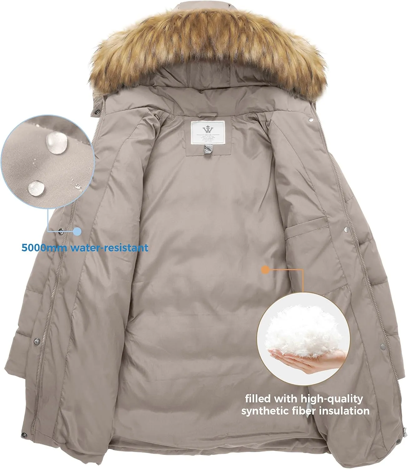 WenVen Women's Winter Thicken Puffer Coat Warm Jacket with Faux Fur Removable Hood