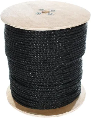 West Coast Paracord Twisted 3 Strand Polypropylene Rope (Black, 1/2 Inch, 50 Feet) - Waterproof and Floats in Water