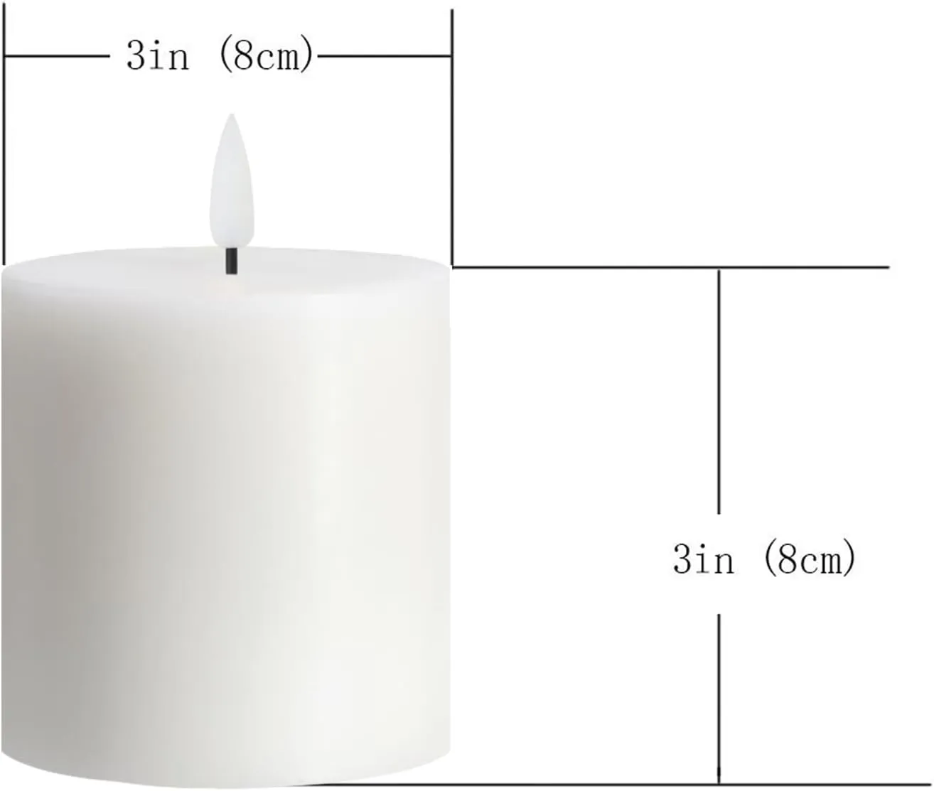White Flameless Candles Set of 3 (3x3 inch) Real Wax Flickering LED Candles Battery Operated with Remote Control Timers for Fireplace Bedroom Livingroom Party Dimmable Pillars Flat top
