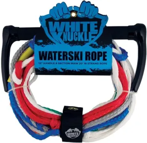 White Knuckle Waterski Rope, 70ft, 8 Section Main, 12" Rubber Grip Handle, 1700lb Breaking Capacity