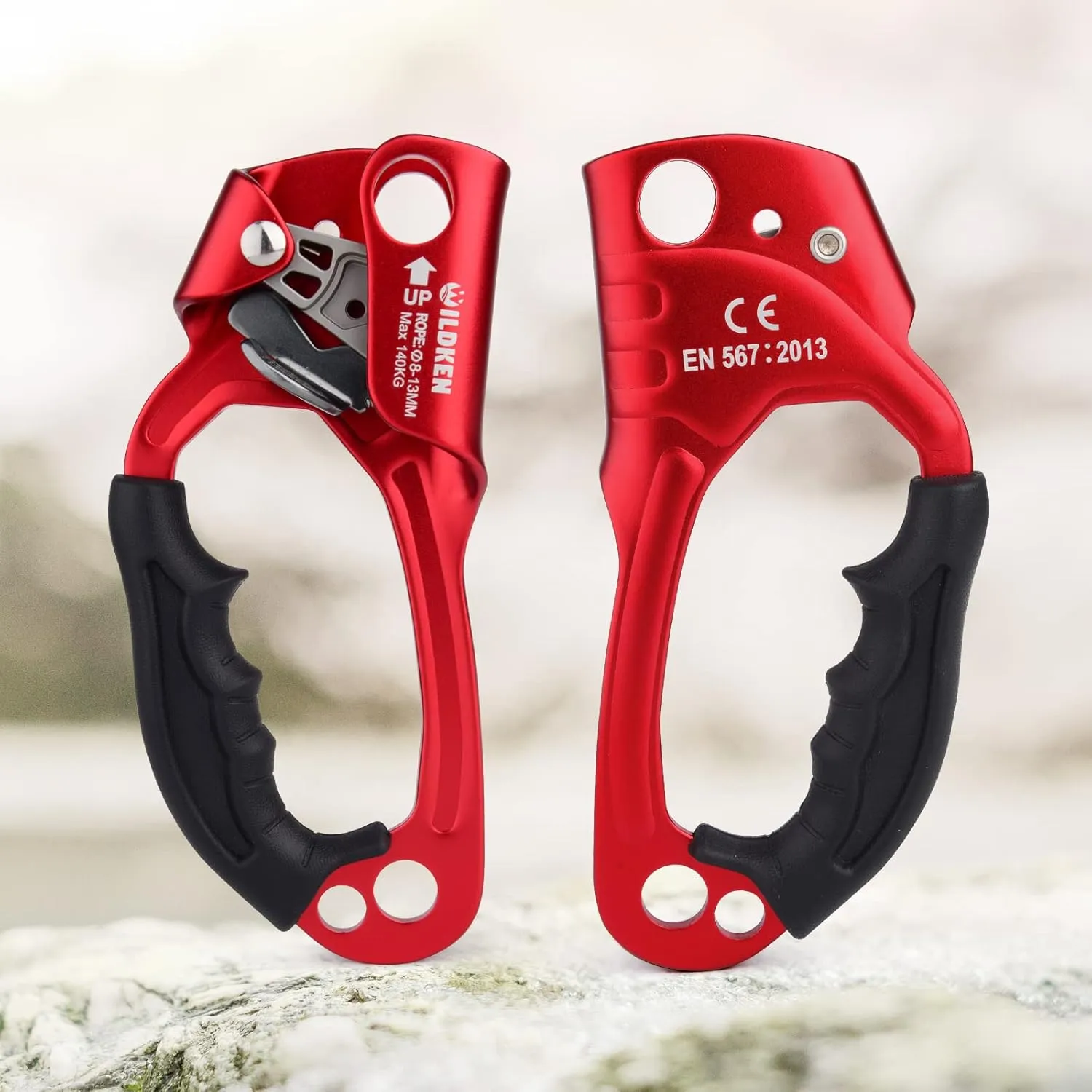 WILDKEN Climbing Hand Ascender Outdoor Mountaineering Tree Arborist Climbing Rappelling Equip Hand Ascender for 8-14MM Rope Left Right Hand Ascender
