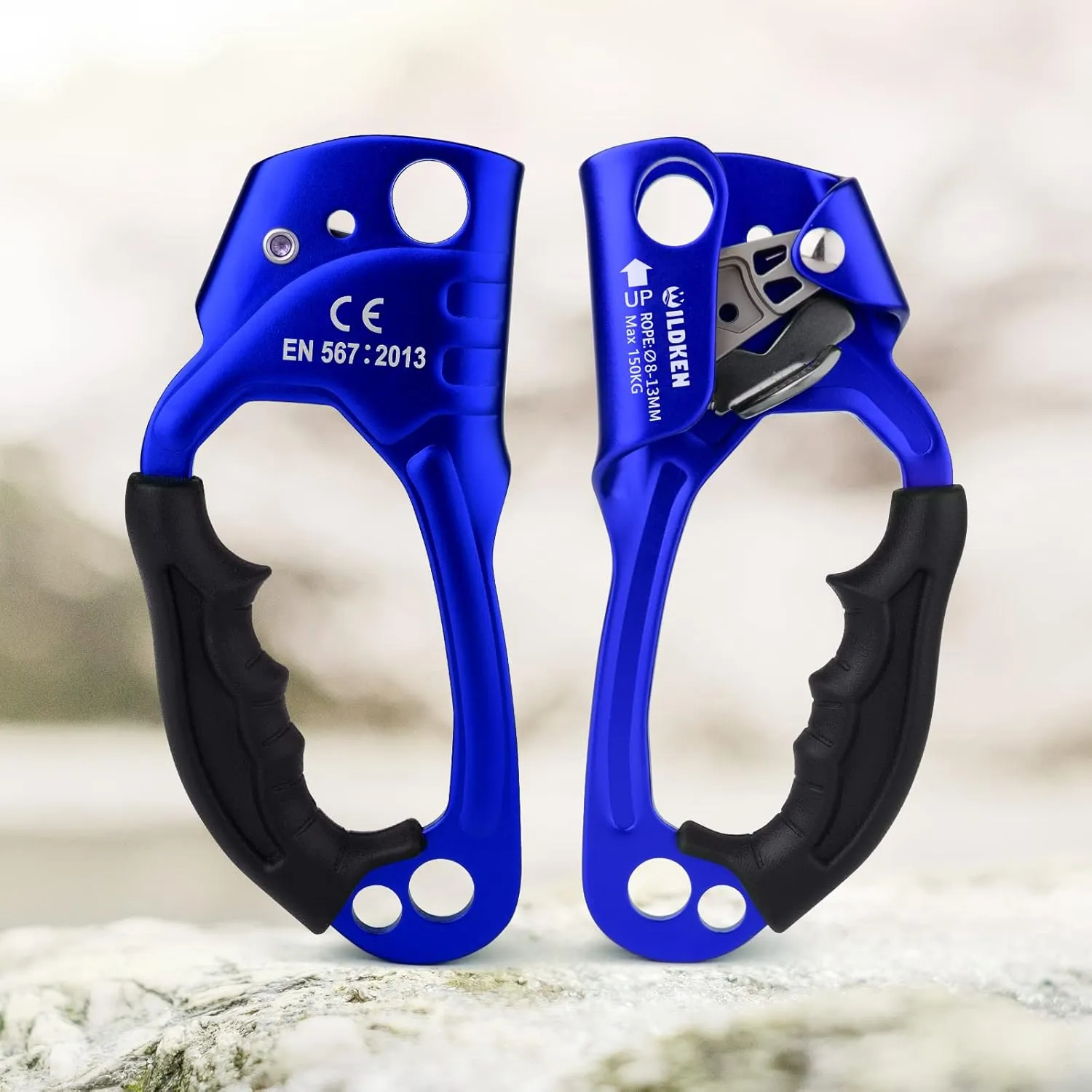 WILDKEN Climbing Hand Ascender Outdoor Mountaineering Tree Arborist Climbing Rappelling Equip Hand Ascender for 8-14MM Rope Left Right Hand Ascender