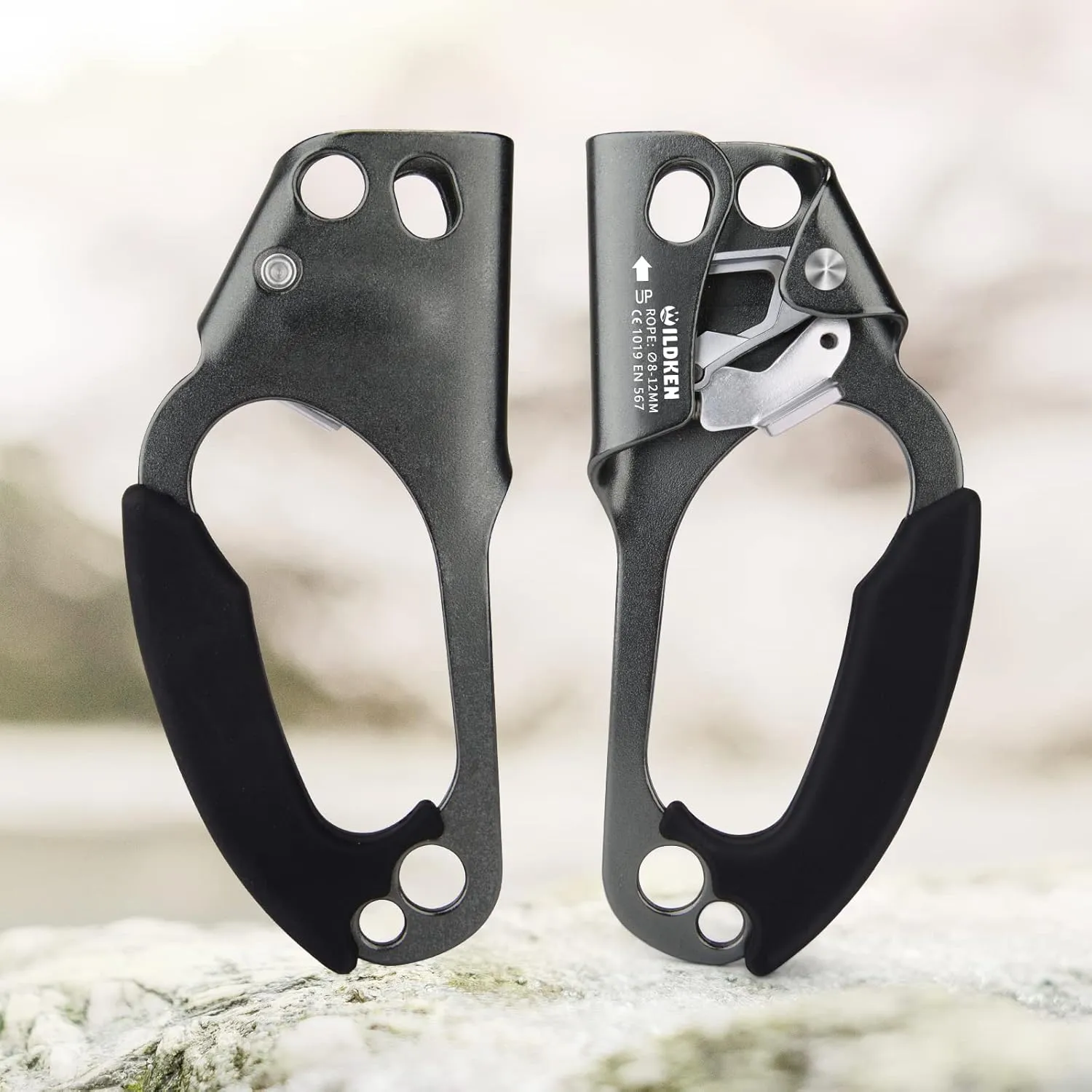 WILDKEN Climbing Hand Ascender Outdoor Mountaineering Tree Arborist Climbing Rappelling Equip Hand Ascender for 8-14MM Rope Left Right Hand Ascender