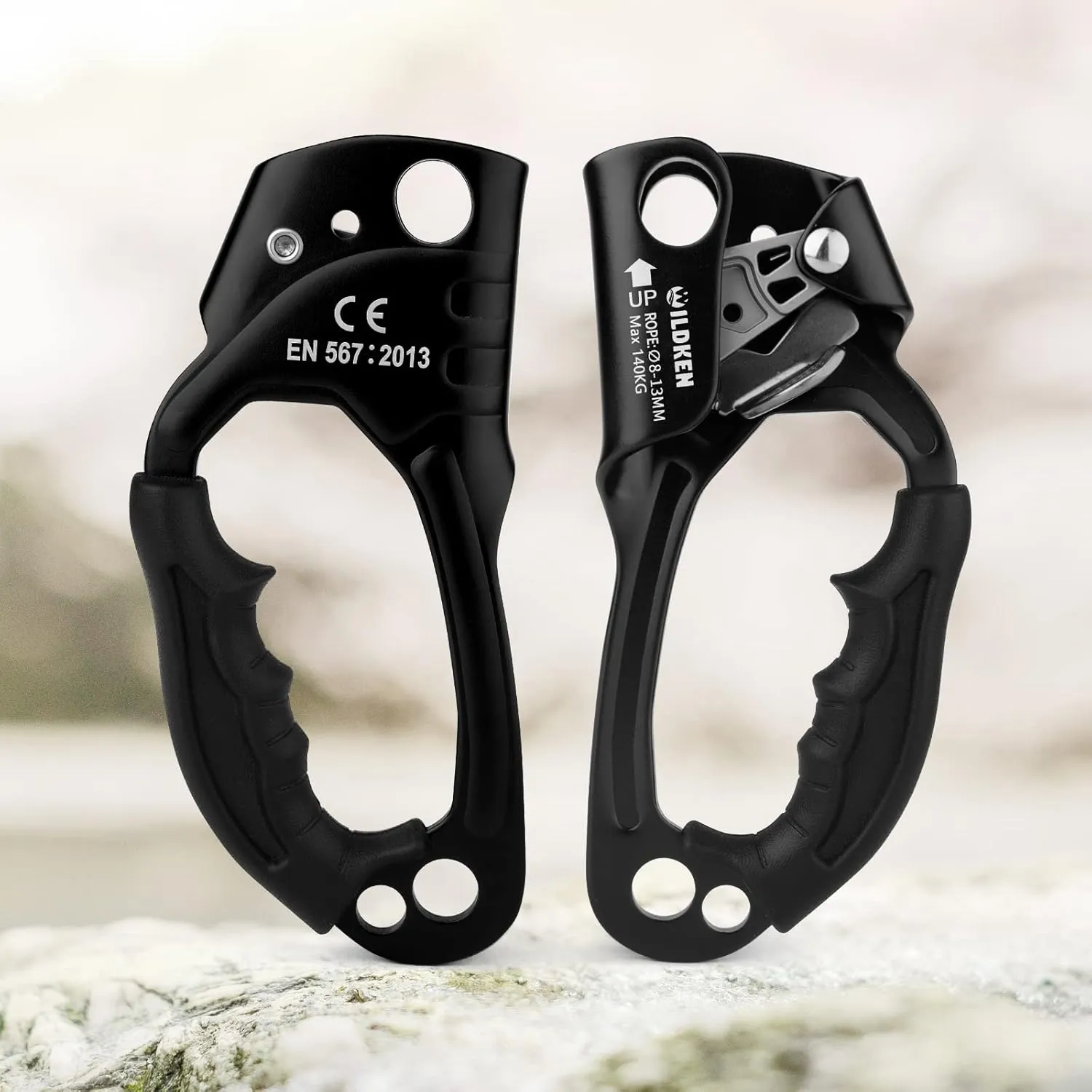 WILDKEN Climbing Hand Ascender Outdoor Mountaineering Tree Arborist Climbing Rappelling Equip Hand Ascender for 8-14MM Rope Left Right Hand Ascender