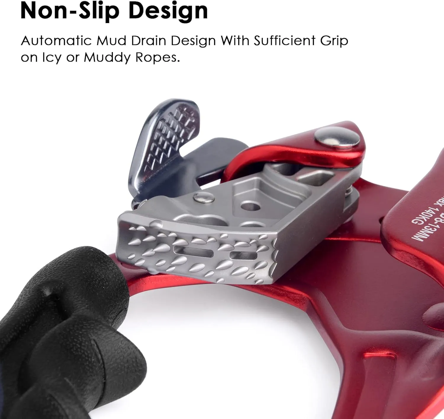 WILDKEN Climbing Hand Ascender Outdoor Mountaineering Tree Arborist Climbing Rappelling Equip Hand Ascender for 8-14MM Rope Left Right Hand Ascender