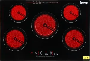 Winado 5 Burners Electric Ceramic Cooktop 30 inch, 220-240V Flat Top Stove, Multi-function Elecric Stove Top w/9 Heating Level, Kid Safety Lock, Sensor Touch Control, Timer Setting 7600W, No Plug